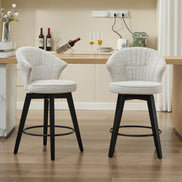 MLNshops White Swivel Bar Stools Set of 2 with Cushion