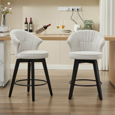 MLNshops White Swivel Bar Stools Set of 2 with Cushion
