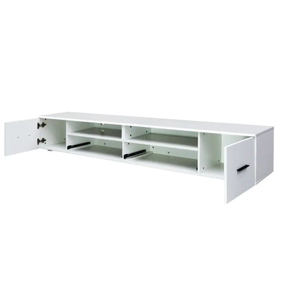 White TV Stand for Living Room, Modern Entertainment Center Stand for TV Up to 90 Inch, Large Led TV Stand with 4 Storage Drawers MLNshops]