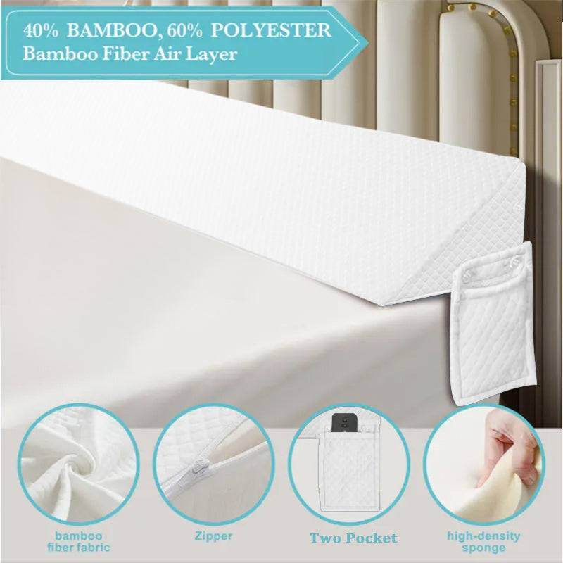 White wedge pillow for bed bamboo polyester fabric