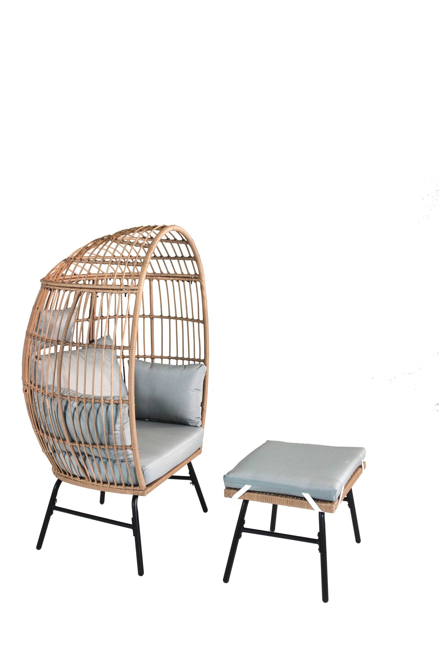 MLNshops Wicker Egg Chair with Footstool - Stylish Relaxation