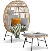 MLNshops Wicker Egg Chair with Footstool - Stylish Relaxation
