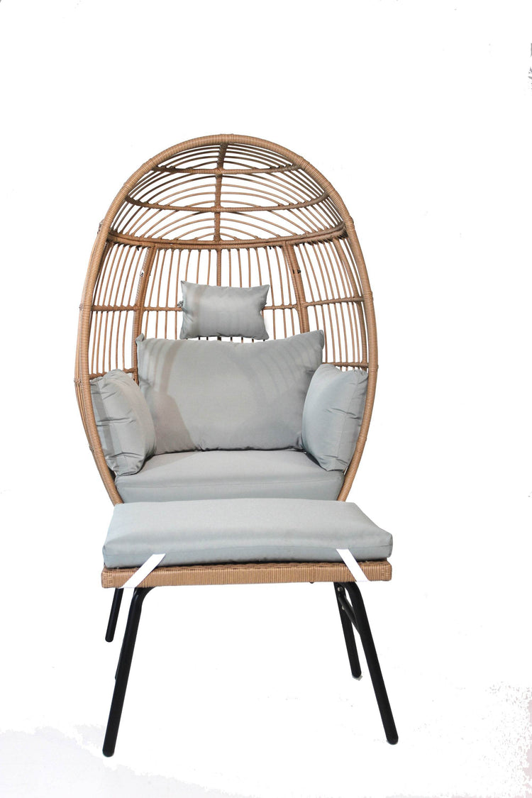MLNshops Wicker Egg Chair with Footstool - Stylish Relaxation
