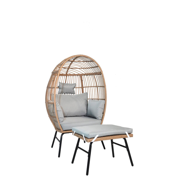 MLNshops Wicker Egg Chair with Footstool - Stylish Relaxation