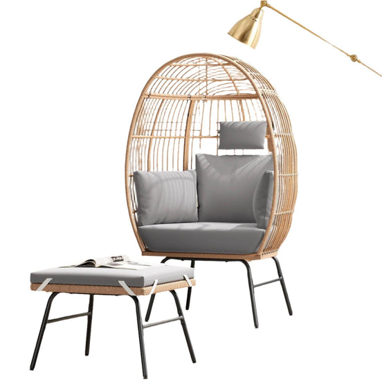 MLNshops Wicker Egg Chair with Footstool - Stylish Relaxation Default