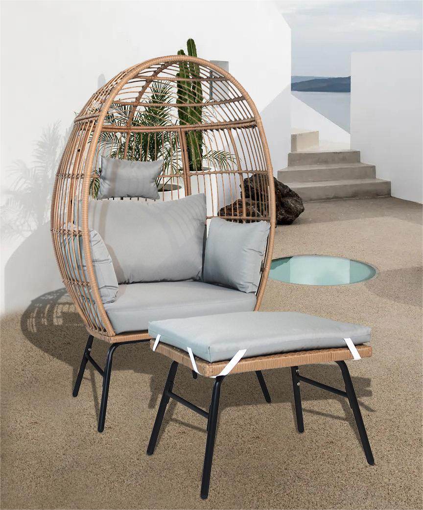 MLNshops Wicker Egg Chair with Footstool - Stylish Relaxation