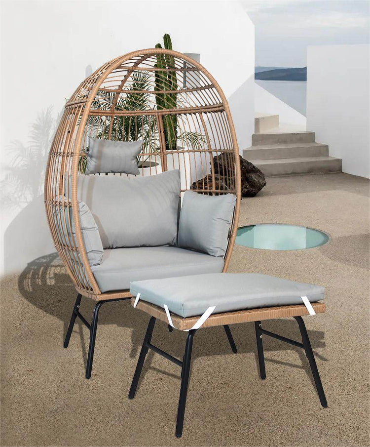 MLNshops Wicker Egg Chair with Footstool - Stylish Relaxation