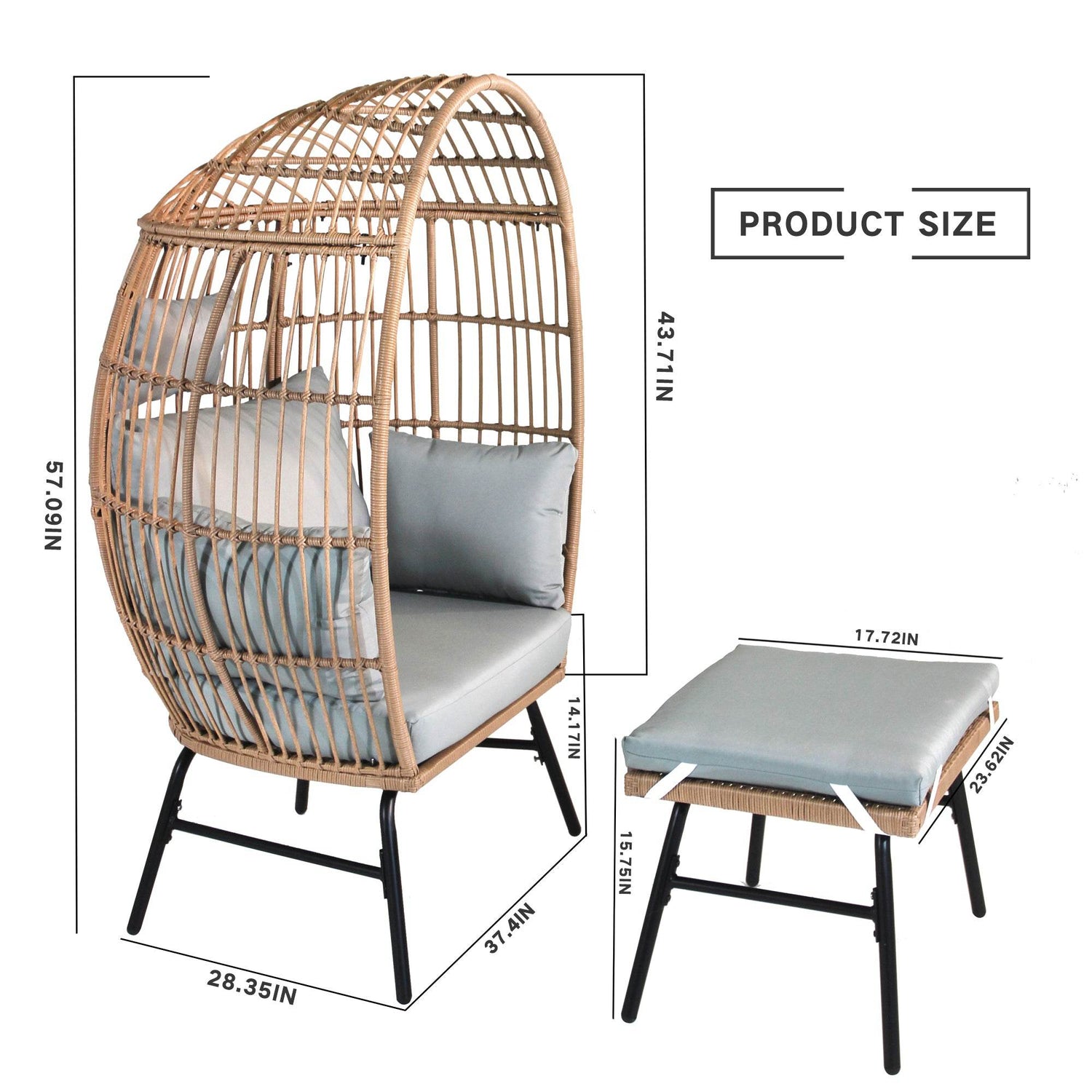 MLNshops Wicker Egg Chair with Footstool - Stylish Relaxation