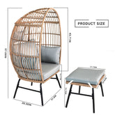 MLNshops Wicker Egg Chair with Footstool - Stylish Relaxation