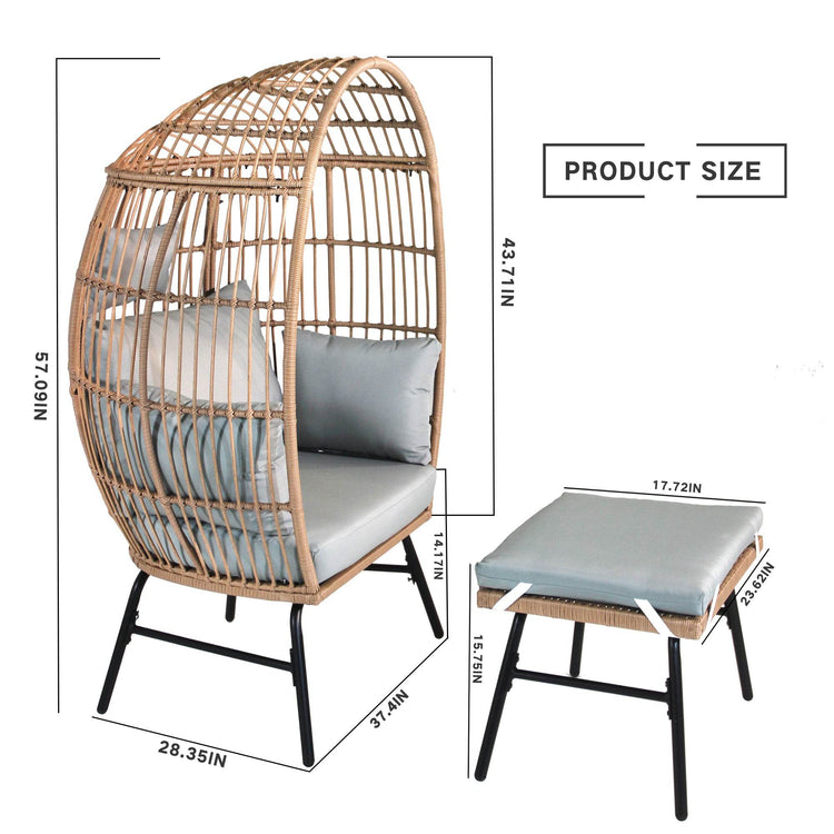 MLNshops Wicker Egg Chair with Footstool - Stylish Relaxation