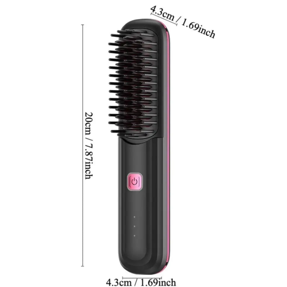 Wireless Hair Straightener Comb: Ultra.Soft Hair Brush, Portable Cordless Design, USB charging, Hidden Heating, Scalp Massage, LED Display, 30 min MLNshops]