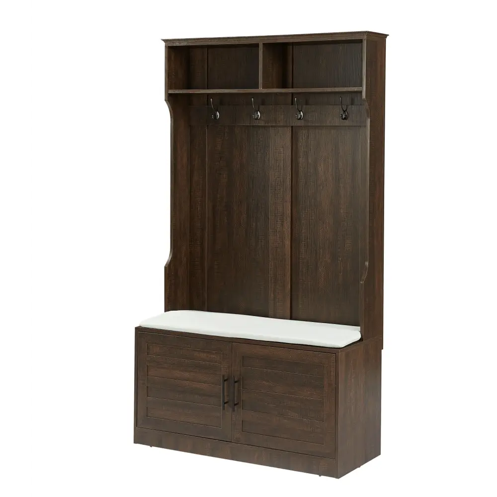 Wood Coat Rack, Storage Shoe Cabinet, with Clothes Hook, Multiple Storage Racks. MLNshops]