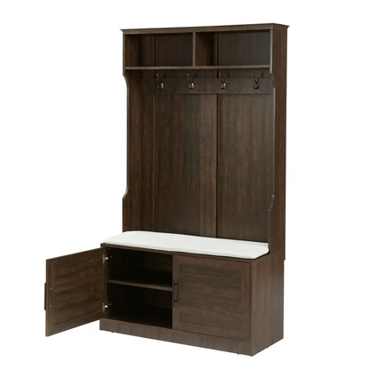 Wood Coat Rack, Storage Shoe Cabinet, with Clothes Hook, Multiple Storage Racks. MLNshops]