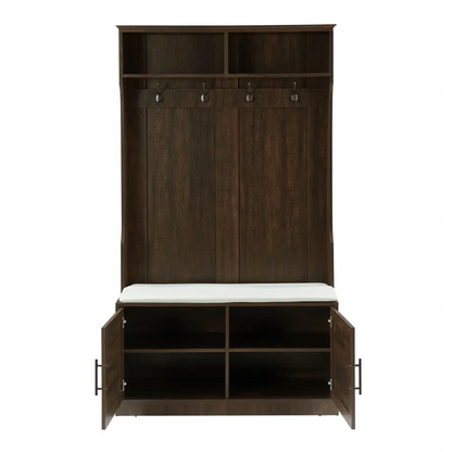 Wood Coat Rack, Storage Shoe Cabinet, with Clothes Hook, Multiple Storage Racks. MLNshops]