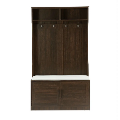 Wood Coat Rack, Storage Shoe Cabinet, with Clothes Hook, Multiple Storage Racks. MLNshops]