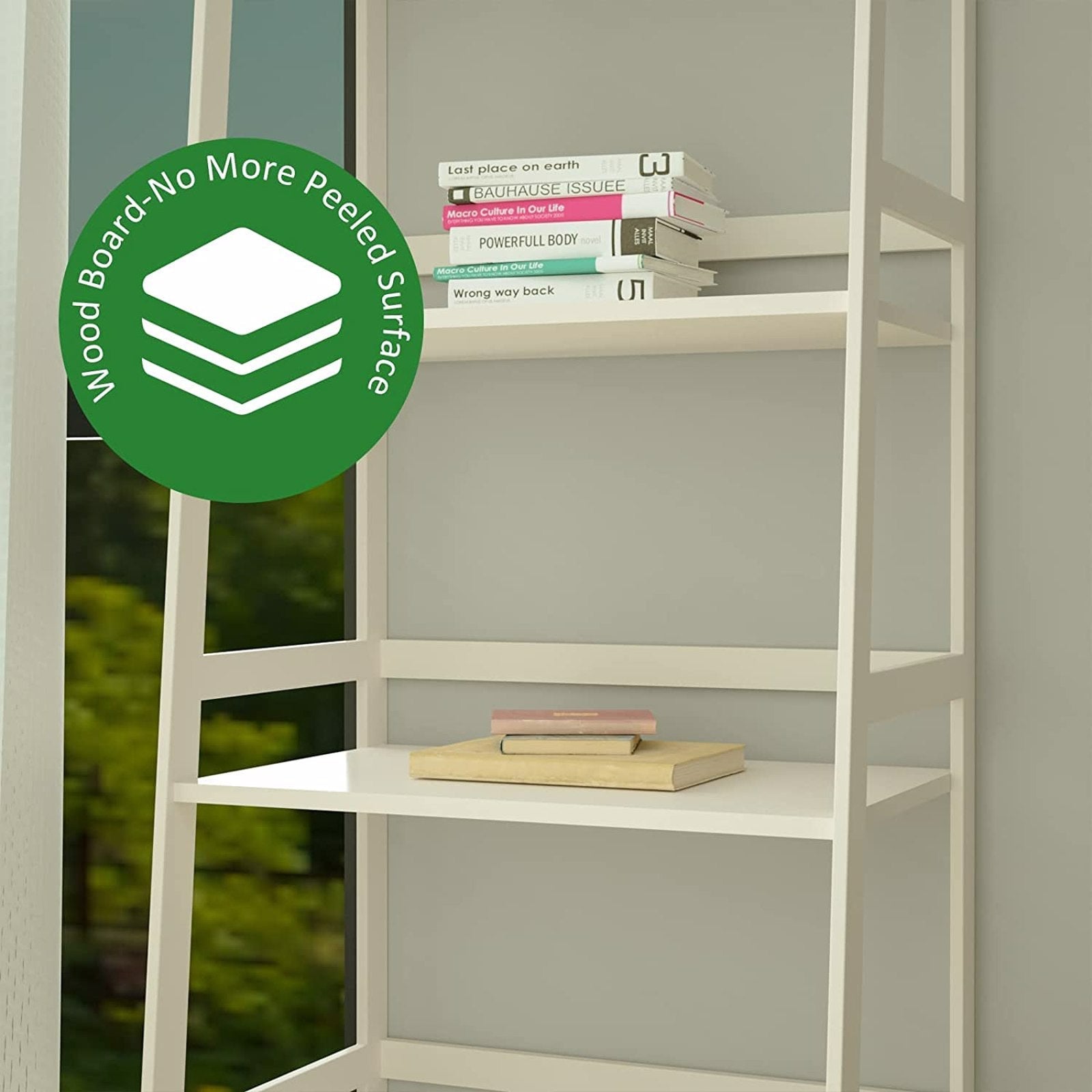 WTZ Bookshelf, Ladder Shelf, 5 Tier Bamboo Bookcase, Modern Open Book Case for Bedroom, Living Room, Office, BC-238 White MLNshops]