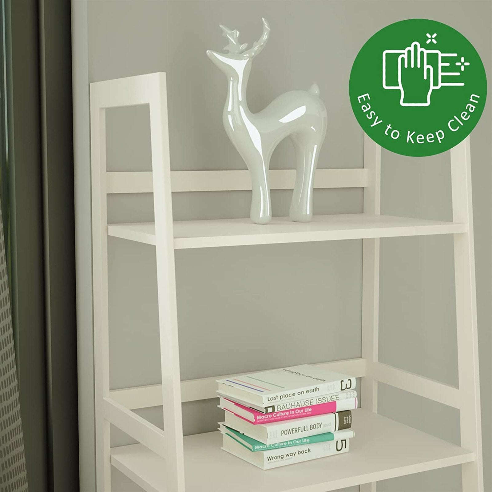 WTZ Bookshelf, Ladder Shelf, 5 Tier Bamboo Bookcase, Modern Open Book Case for Bedroom, Living Room, Office, BC-238 White MLNshops]