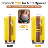 MLNshops 4 Piece Luggage Set with Spinner Wheels - Yellow