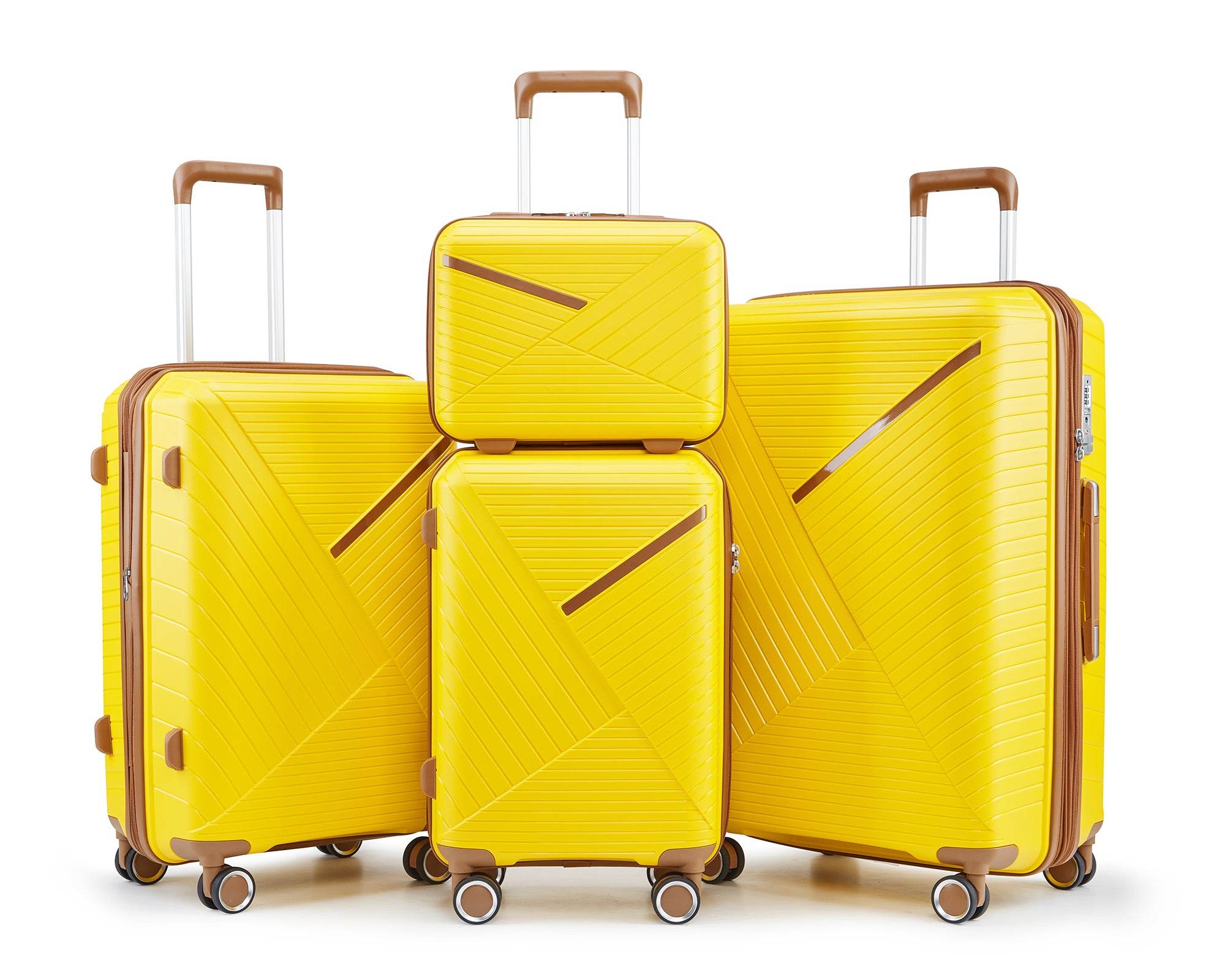 MLNshops 4 Piece Luggage Set with Spinner Wheels - Yellow Default