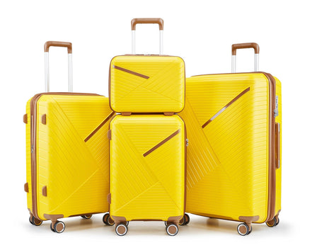 MLNshops 4 Piece Luggage Set with Spinner Wheels - Yellow Default