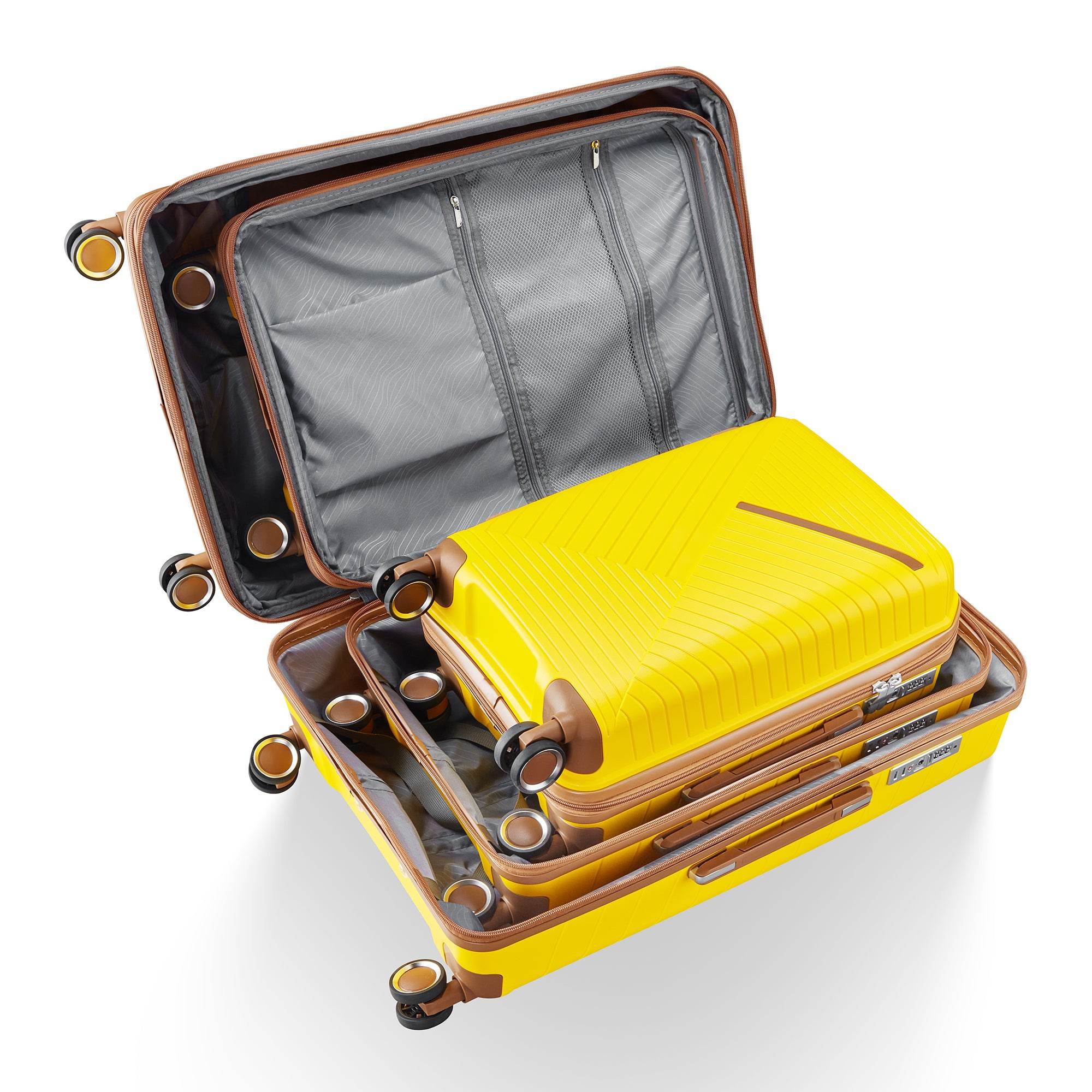 MLNshops 4 Piece Luggage Set with Spinner Wheels - Yellow