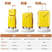 MLNshops 4 Piece Luggage Set with Spinner Wheels - Yellow
