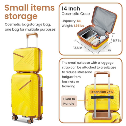MLNshops 4 Piece Luggage Set with Spinner Wheels - Yellow