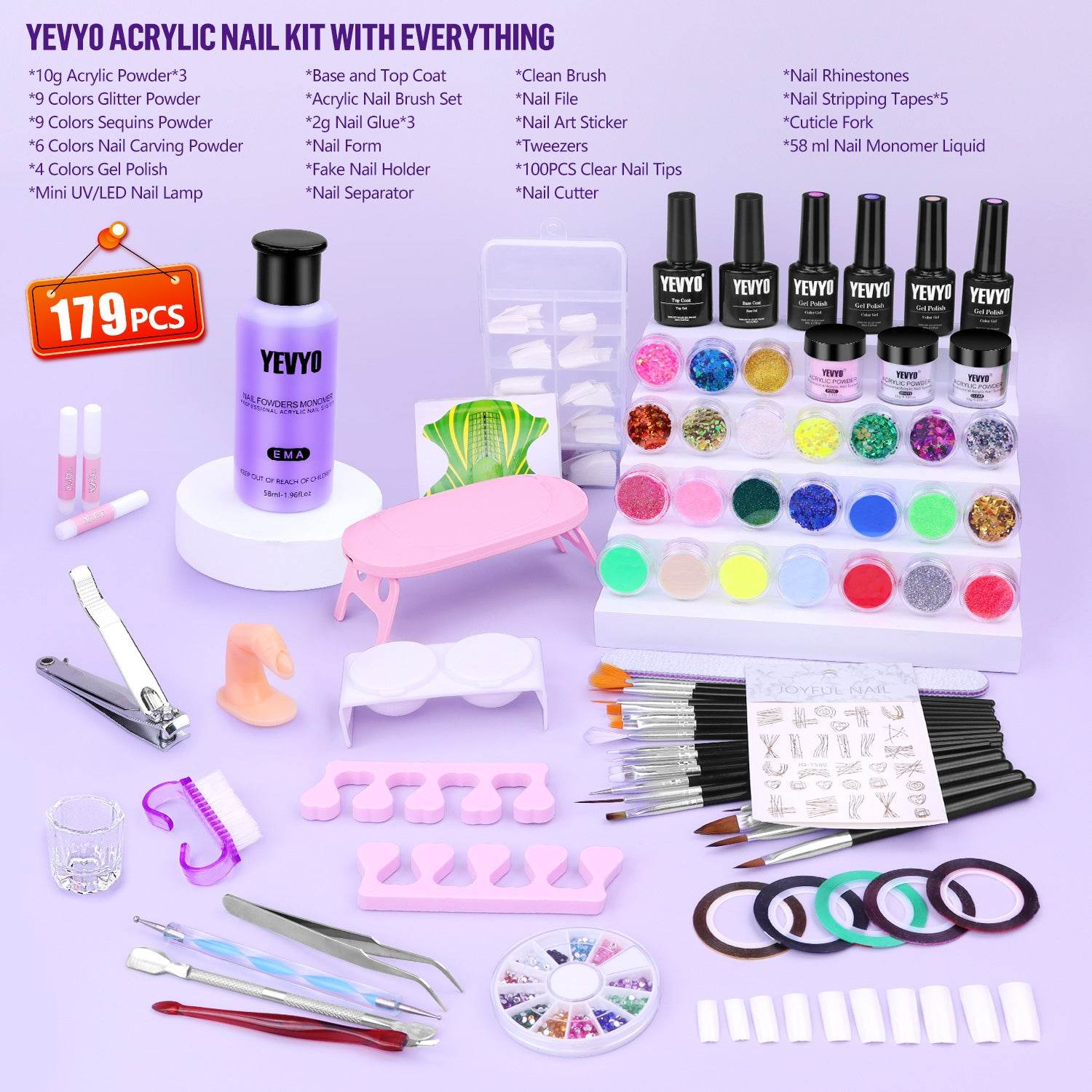 MLNshops Acrylic Nail Kit with UV Light - Complete Set