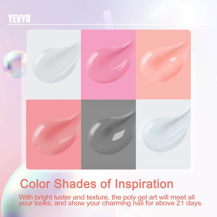 YEVYO Poly Gel Nail Kit with UV Lamp for Salon Quality Nails