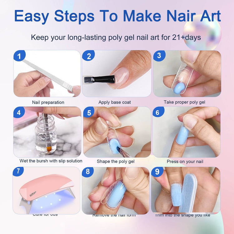 YEVYO UV Lamp Polygel Set for Perfect Nail Art
