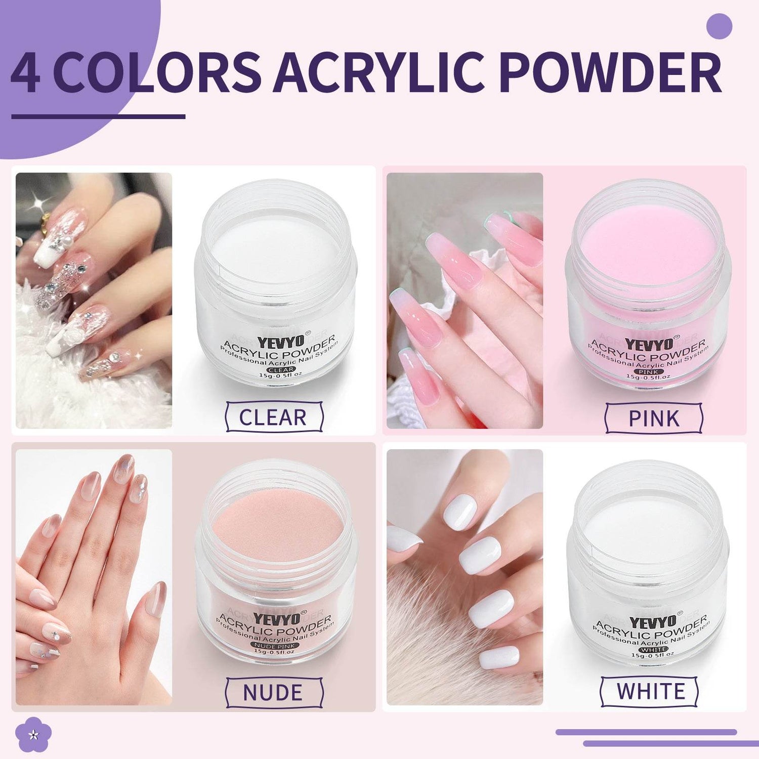MLNshops Nude and Pink Acrylic Powders Nail Kit
