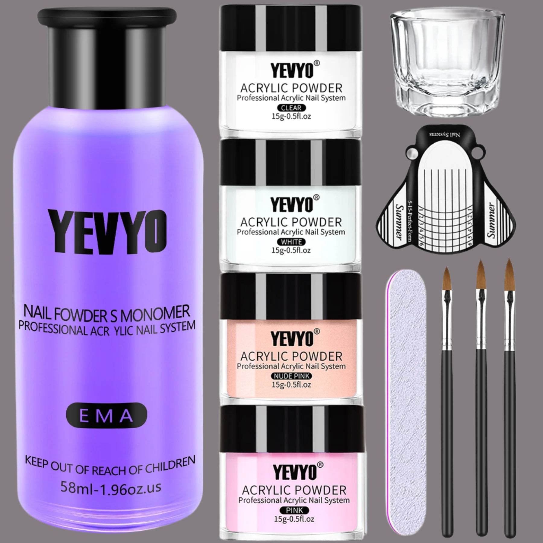 MLNshops Nude and Pink Acrylic Powders Nail Kit