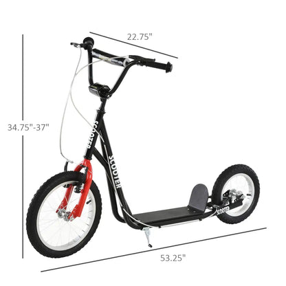 Youth Scooter, Teens Kick Scooter, Adjustable Handlebar Ride On Toy for 5+ with 16" Front and 12" Rear Dual Brakes Inflatable Wheels, Black MLNshops]