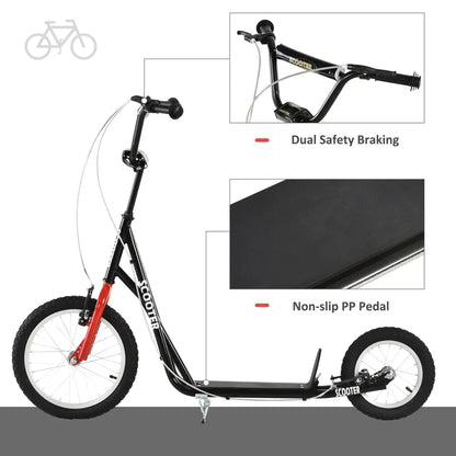 Youth Scooter, Teens Kick Scooter, Adjustable Handlebar Ride On Toy for 5+ with 16" Front and 12" Rear Dual Brakes Inflatable Wheels, Black MLNshops]