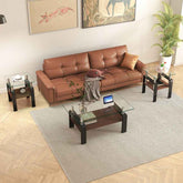 MLNshops modern glass coffee table set - 2pc tempered glass