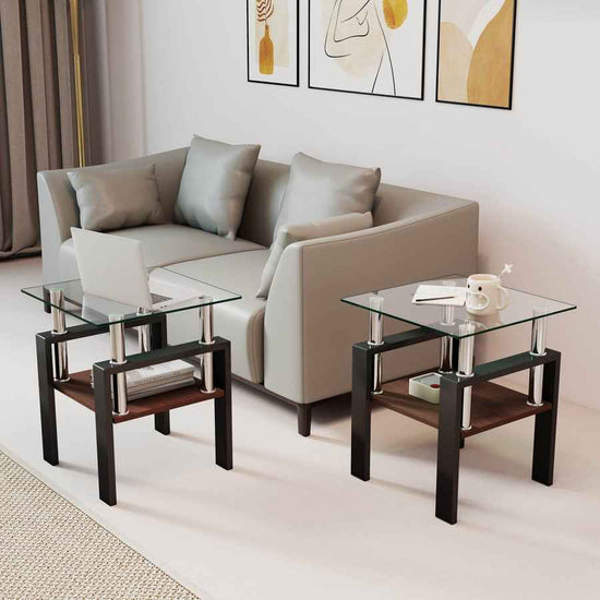 MLNshops modern glass coffee table set - 2pc tempered glass Default