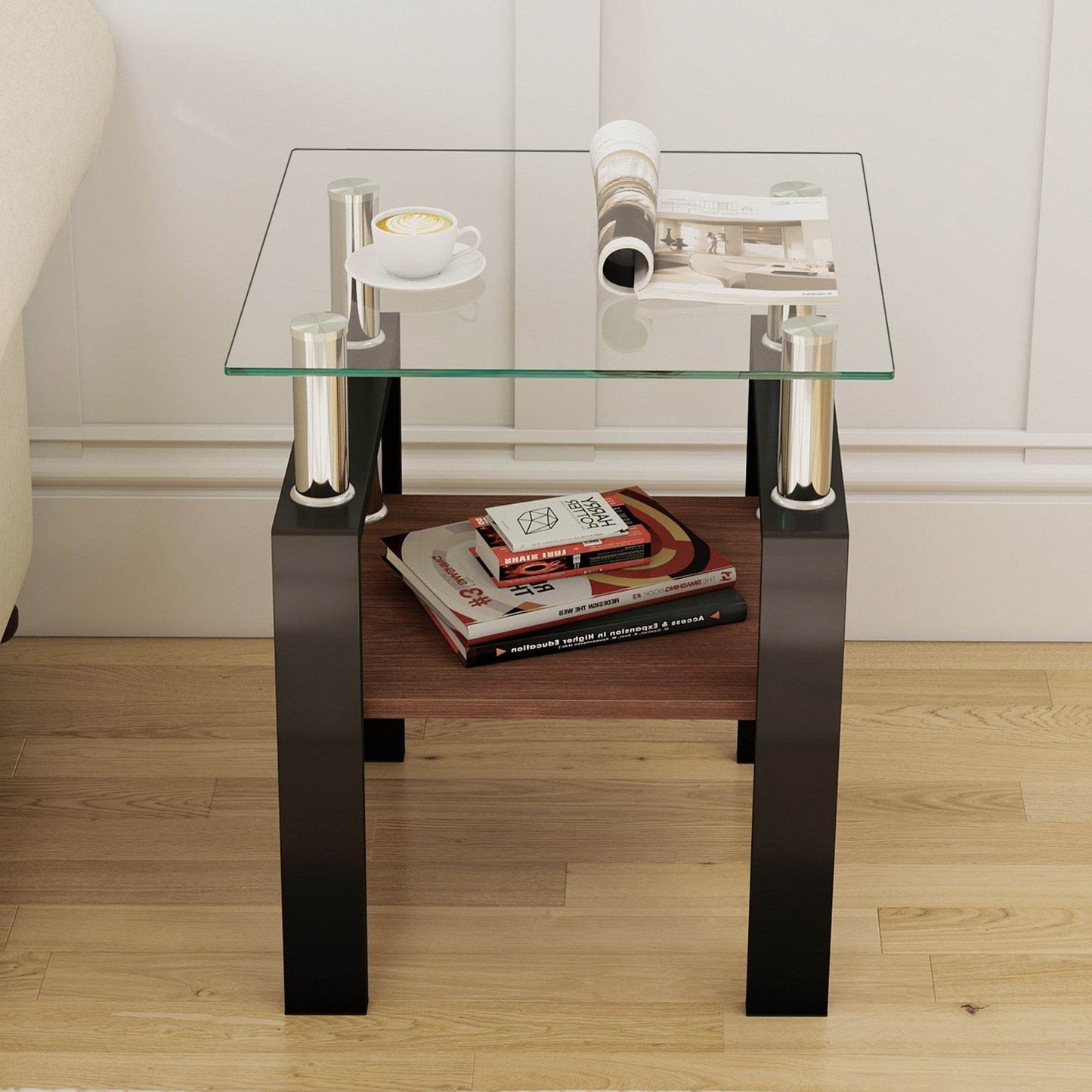 MLNshops modern glass coffee table set - 2pc tempered glass