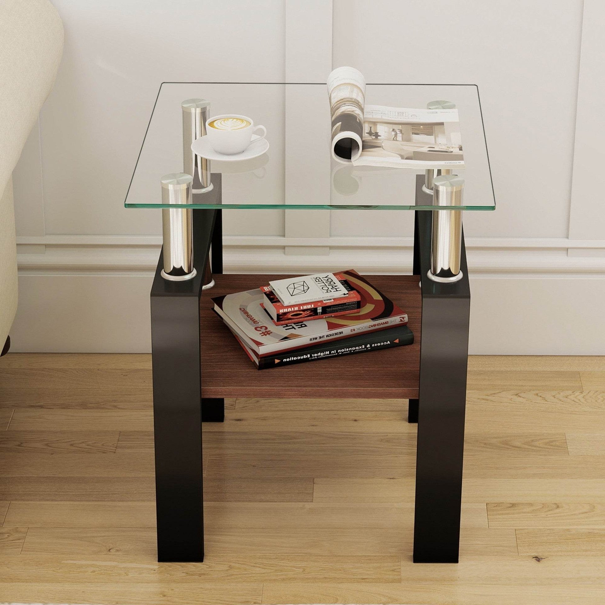 MLNshops modern glass coffee table set - 2pc tempered glass