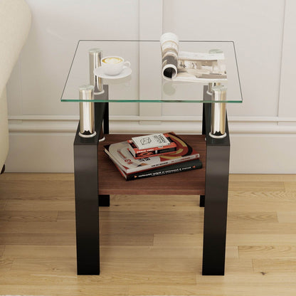 MLNshops modern glass coffee table set - 2pc tempered glass