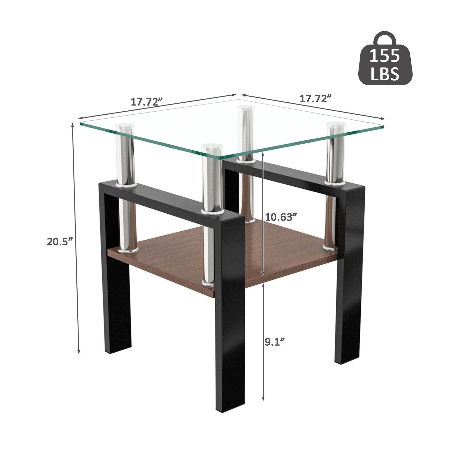 MLNshops modern glass coffee table set - 2pc tempered glass