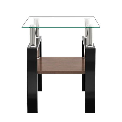 MLNshops modern glass coffee table set - 2pc tempered glass
