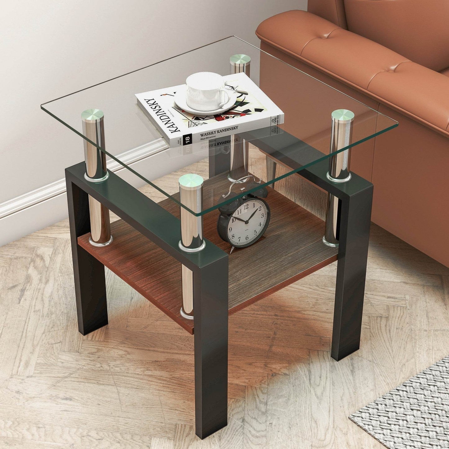 MLNshops modern glass coffee table set - 2pc tempered glass