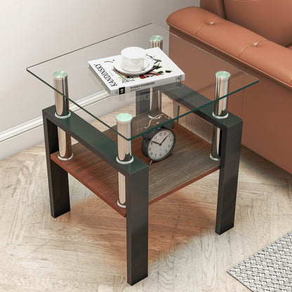MLNshops modern glass coffee table set - 2pc tempered glass