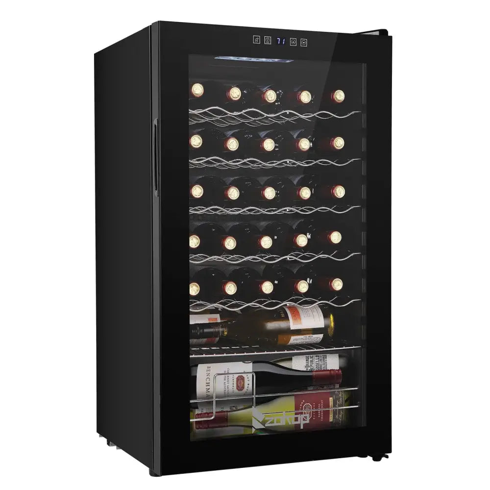 ZOKOP JC-85 115V 85W 3.0cu.ft/85l Electronic Wine Cabinet Cold Rolled Sheet Transparent Glass Door / 16Bottle with Display Black MLNshops]