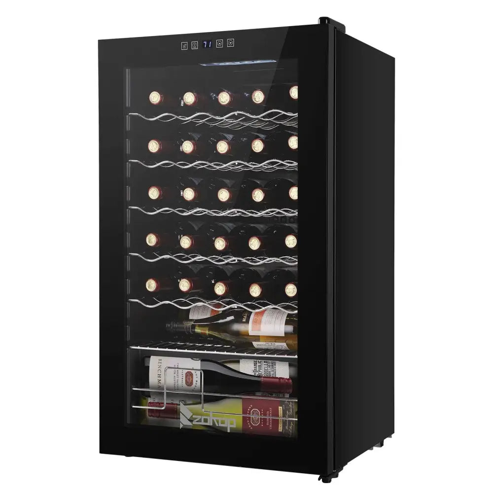 ZOKOP JC-85 115V 85W 3.0cu.ft/85l Electronic Wine Cabinet Cold Rolled Sheet Transparent Glass Door / 16Bottle with Display Black MLNshops]