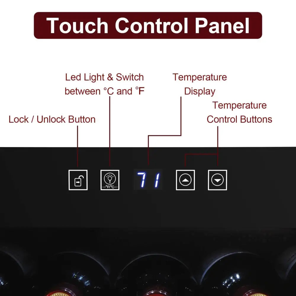 ZOKOP JC-85 115V 85W 3.0cu.ft/85l Electronic Wine Cabinet Cold Rolled Sheet Transparent Glass Door / 16Bottle with Display Black MLNshops]