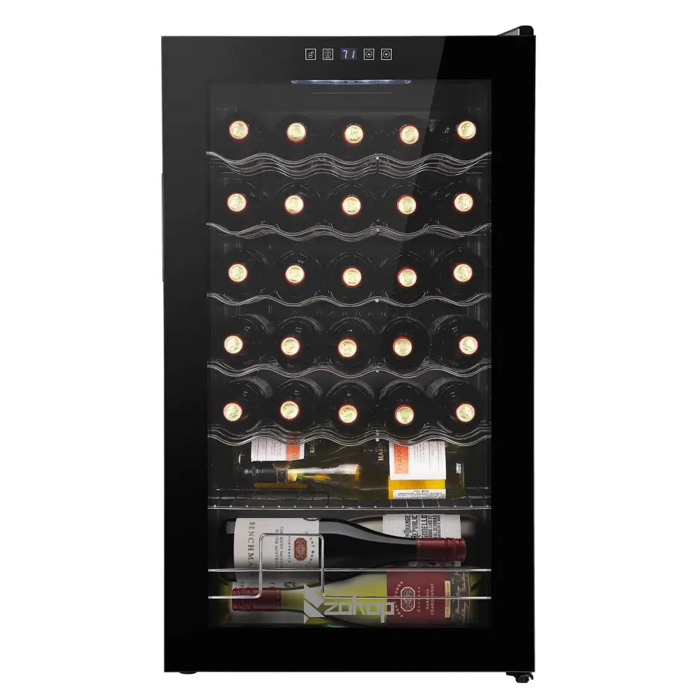 ZOKOP JC-85 115V 85W 3.0cu.ft/85l Electronic Wine Cabinet Cold Rolled Sheet Transparent Glass Door / 16Bottle with Display Black MLNshops]