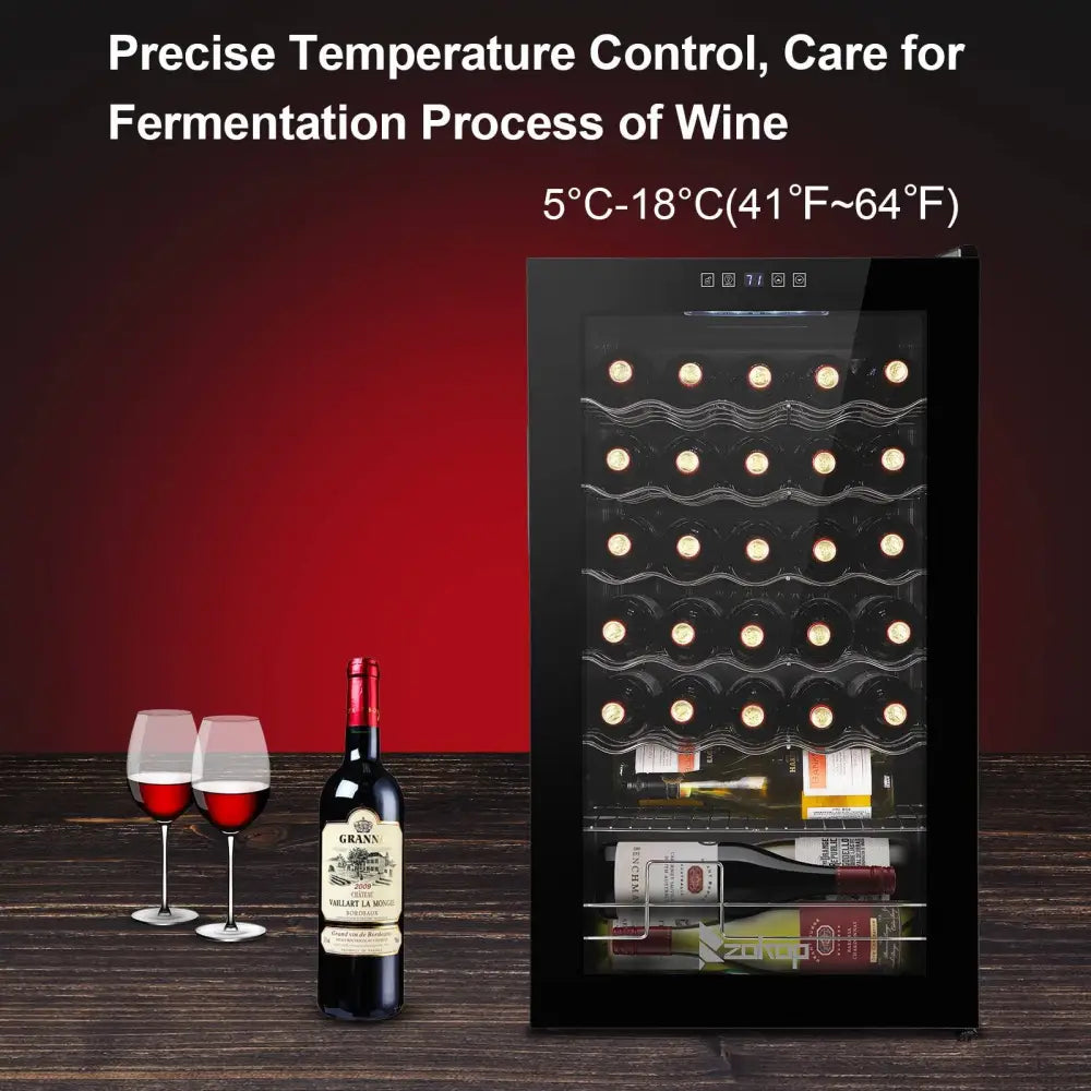 ZOKOP JC-85 115V 85W 3.0cu.ft/85l Electronic Wine Cabinet Cold Rolled Sheet Transparent Glass Door / 16Bottle with Display Black MLNshops]