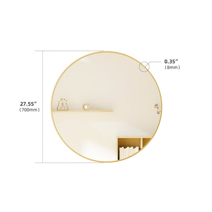 28" Wall Circle Mirror for Bathroom, Gold Round Mirror for Wall, 28-inch Hanging Round Mirror for Living Room, Vanity, Bedroom