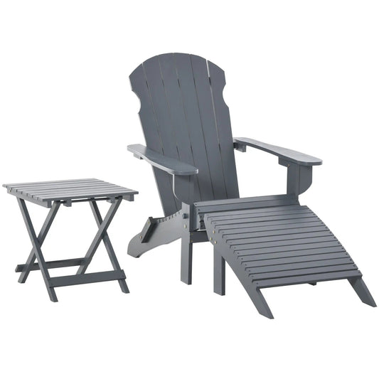 MLNshops - 3-Piece Folding Adirondack Chair with Ottoman and Side Table